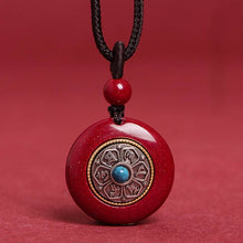 Load image into Gallery viewer, Vermilion Pendant Women&#39;s Safety Buckle Six-syllable mantra Pendant Necklace
