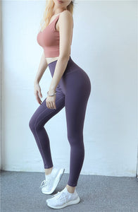 New European and American hip fitness pants Female high waist peach hip running tight feet sports yoga pants