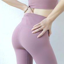 Load image into Gallery viewer, New European and American hip fitness pants Female high waist peach hip running tight feet sports yoga pants
