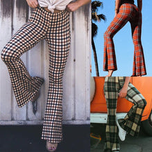 Load image into Gallery viewer, Autumn And Winter Lattice Leisure Micro Bell-bottom Trousers
