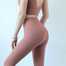 Load image into Gallery viewer, New European and American hip fitness pants Female high waist peach hip running tight feet sports yoga pants
