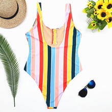 Load image into Gallery viewer, Bikini Swimming Suite Striped Conjoined Swimwear
