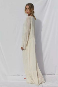 Autumn And Winter Vintage Long-Sleeved Bohemian Solid Color Beach Long Dress
