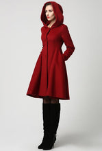 Load image into Gallery viewer, New solid color hooded long swing slim slim fashion simple coat
