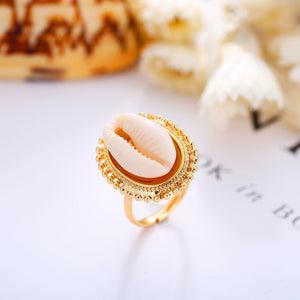 Creative Alloy Inlay Shell Opening Ring