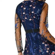 Load image into Gallery viewer, Elegant Embroidery Lace Stitching Long Sleeve Dress

