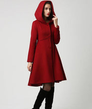 Load image into Gallery viewer, New solid color hooded long swing slim slim fashion simple coat
