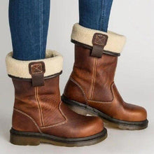 Load image into Gallery viewer, Casual Block Heel Round Toe Brown Boots
