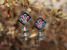 Load image into Gallery viewer, Handmade Embroidered Old Silver Retro National Style Earrings
