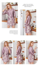 Load image into Gallery viewer, Silk Crane Pajama Girl Summer Mid Sleeve Bride Morning Robe Big Yard Home Robe Bathrobe color78
