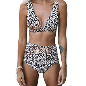 High Waist Swimsuit Leopard Sexy Split Bikini