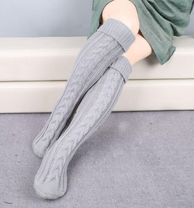 Wool legs leg warp knit Christmas boots over the knee diagonal 8 pattern twist floor socks