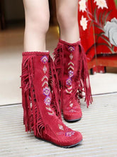 Load image into Gallery viewer, Spring and Autumn Women s Boots New Fashion Ethnic Fashion Casual Fringed Boots with flat-bottomed boots

