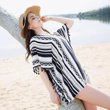 Load image into Gallery viewer, Stripe Tassel Summer Bikini Cover Up
