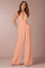 Load image into Gallery viewer, Solid Color Halter Wide Leg Pants Jumpsuit
