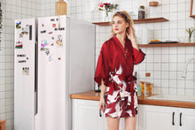Load image into Gallery viewer, Silk Crane Pajama Girl Summer Mid Sleeve Bride Morning Robe Big Yard Home Robe Bathrobe color56
