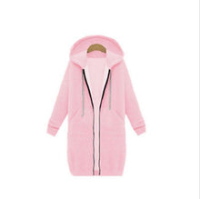 Load image into Gallery viewer, Autumn Winte Women Casual Long Zipper Hooded Jacket Hoodies Sweatshirt Vintage Plus Size 5XL Pink Outwear Hoody Coat Clothing
