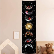 Load image into Gallery viewer, Black and White Moon Sun Wall Hanging Tapestry Moon Floral Throw Blanket Home Decor Wall Hanging Bohemian Wall Tapestries

