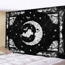 Load image into Gallery viewer, Black and white moon Mandala tapestry Bohemian decoration wall hanging bedroom psychedelic scene starlight art home decoration

