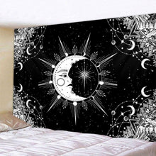 Load image into Gallery viewer, Black and white moon Mandala tapestry Bohemian decoration wall hanging bedroom psychedelic scene starlight art home decoration
