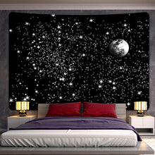 Load image into Gallery viewer, Black and white moon Mandala tapestry Bohemian decoration wall hanging bedroom psychedelic scene starlight art home decoration
