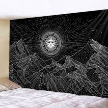 Load image into Gallery viewer, Black and white moon Mandala tapestry Bohemian decoration wall hanging bedroom psychedelic scene starlight art home decoration
