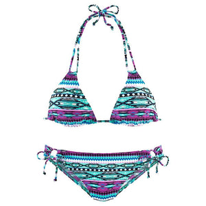 Bohemian Printed Bikini Set Swimwear Halter Vest Tops Swimsuit