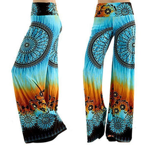 Women's Daily Casual Print Stretchy Wide Leg Lounge Long Pants