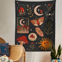 Load image into Gallery viewer, Botanical Cactus Tapestry Wall Hanging Moon Starry Mushroom Chart Hippie Bohemian Tapestries Psychedelic Witchcraft Home Decor
