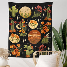 Load image into Gallery viewer, Botanical Cactus Tapestry Wall Hanging Moon Starry Mushroom Chart Hippie Bohemian Tapestries Psychedelic Witchcraft Home Decor
