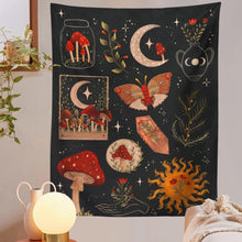 Load image into Gallery viewer, Botanical Cactus Tapestry Wall Hanging Moon Starry Mushroom Chart Hippie Bohemian Tapestries Psychedelic Witchcraft Home Decor
