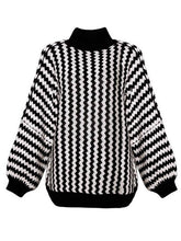 Load image into Gallery viewer, Casual Stripe Printed High-Neck Sweater
