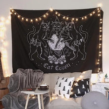 Load image into Gallery viewer, Cat Mysterious Divination Witchcraft Tapestry Wall Hanging Tapestries Baphomet Occult Home Wall Black Cool Decor Cat Coven
