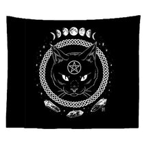 Load image into Gallery viewer, Cat Mysterious Divination Witchcraft Tapestry Wall Hanging Tapestries Baphomet Occult Home Wall Black Cool Decor Cat Coven
