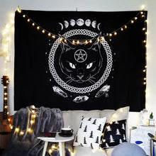 Load image into Gallery viewer, Cat Mysterious Divination Witchcraft Tapestry Wall Hanging Tapestries Baphomet Occult Home Wall Black Cool Decor Cat Coven

