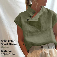 Load image into Gallery viewer, Celmia Stylish Tunic Tops Plus Size Women Short Sleeve Summer Blouses Buttons Solid Cotton Linen Tops Casual Loose Blusas Femme
