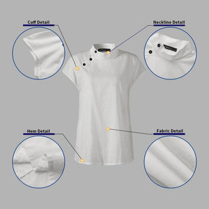 Celmia Stylish Tunic Tops Plus Size Women Short Sleeve Summer Blouses Buttons Solid Cotton Linen Tops Casual Loose Blusas Femme