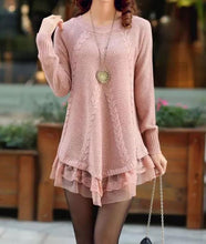 Load image into Gallery viewer, Women Long Sleeve Lace Stitching Pure Color Knitted Sweaters
