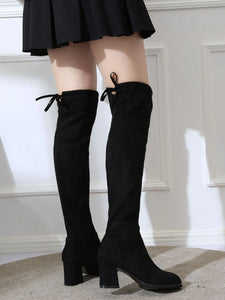 Black Thick Over The Knee Boots