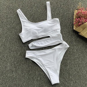 Sexy Cross Bandage One Piece Hollow Out Swimsuit