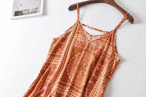 BOHO Inspired Long Boho Dress Sleeveless Straps Summer Dress V-neck Tunic Beach Women Dress