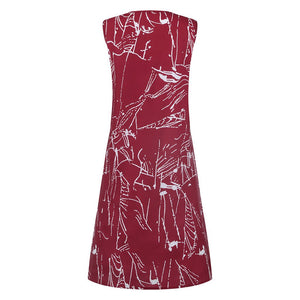 Women's Dresses Sleeveless V-neck Boho Print Midi Dress