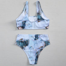 Load image into Gallery viewer, 2021 New Print Sport Bandeau Push Up Bikinis Sexy Marble Women Swimsuit High Waist Swimwear Women Bathing Suit Beach Wear
