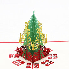 Load image into Gallery viewer, 3pcs/lot Handmade 3D Design Stand Up Christmas Tree Greeting Card Holiday Happy New Year Holiday Gift Bright Color
