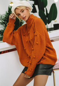 Solid Color Turtleneck Knitted Pullover Sweater