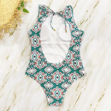 Load image into Gallery viewer, Striped Women One Piece Swimsuit Swimwear Printed Summer Bathing Suit Tropical Bodysuit-1
