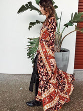Load image into Gallery viewer, Summer Print Long Sleeve Bohemia Beach Maxi Long Dress
