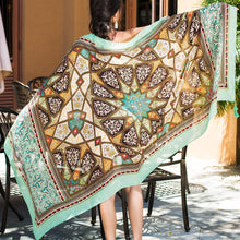 Load image into Gallery viewer, Green Rectangle National Style Vacation Printing Sunscreen Scarf Shawl Beach Towel
