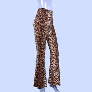 Sexy Leopard Print High Waist Flare Pants