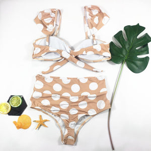 Vintage PUSH UP SWIMSUIT SEXY RUFFLE POLKA DOT BATHING SUIT